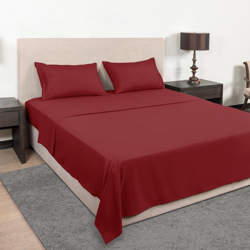 Mejoroom Full Size Sheets - 1800TC Luxury Full Sheets with 16 Inch Deep Pocket - Premium Bedding Collection - Extra Soft, Breathable, Wrinkle, Fade & Stain Resistant - 4 Piece (Full, Burgundy) - Image 2